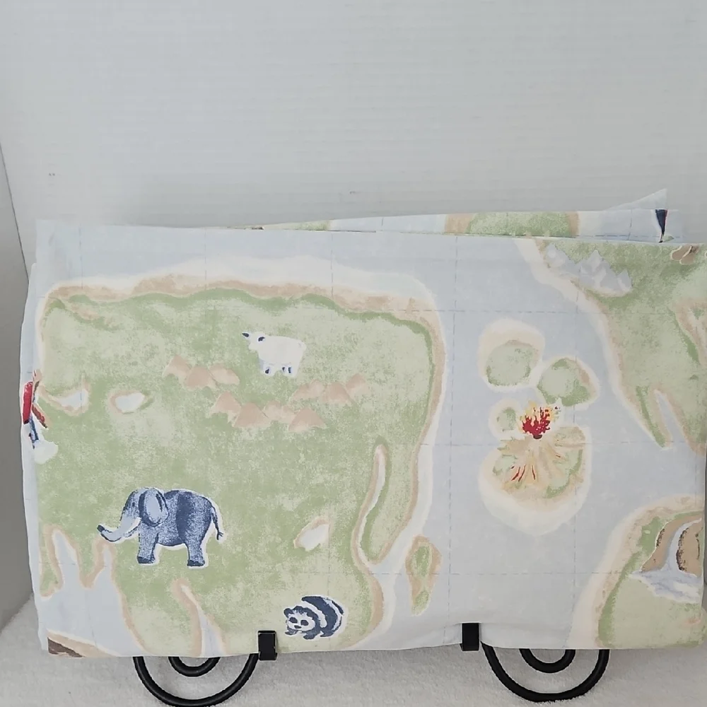 Pottery Barn Kids Vintage Explorer Island Animals & Sailboat Twin Flat Duvet
